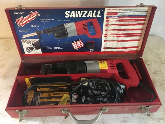21. Heavy-Duty Milwaukee Sawzall w/metal case & extra blades.
