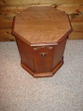 Vintage Solid Wood Octagonal side Table with lower cabinet