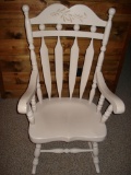 Ethan Allen Wooden Rocking Chair with side table and coat rack