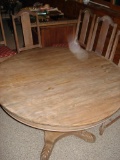 Solid Oak Round Pedestal Table and Chairs