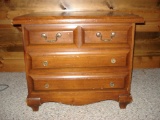 Solid Wood End Table with Three Drawers