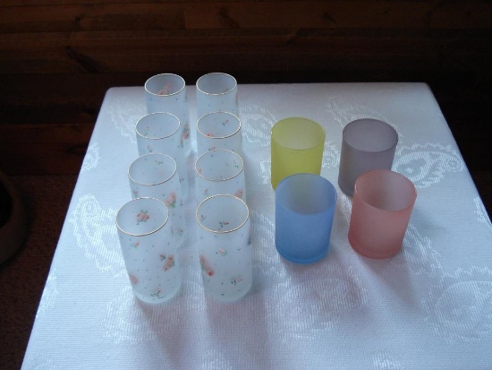 Assorted frosted Glassware - Drinking and Juice Glasses