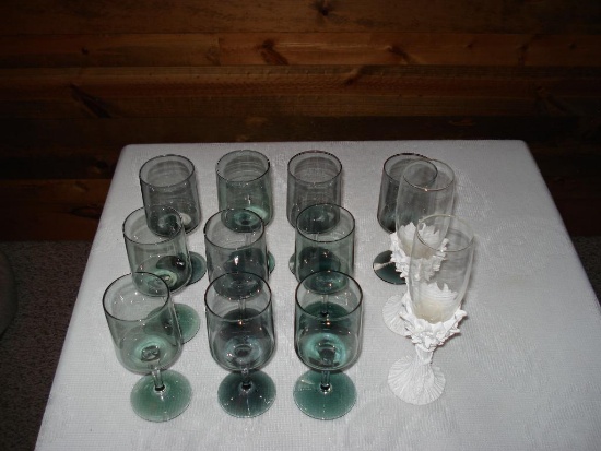 Assorted Crystal Stemware - Smokey Wineglasses and Flutes