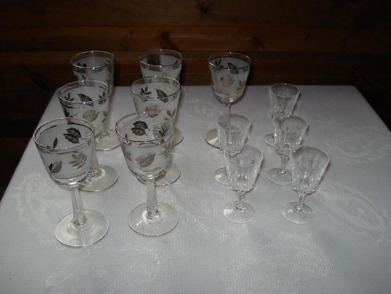 Assorted glass stemware - Wine glasses and Sherry Glasses