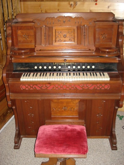 Packard Pump Organ with Adjustable Swivel Top Stool