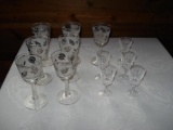 Assorted glass stemware - Wine glasses and Sherry Glasses