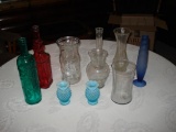 Assorted Glass Vases/Antique Bottles