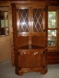 Ethan Allen Solid Oak Corner Hutch