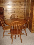Solid Oak Round Table and Chairs