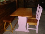 Yellow Pine Table Chairs and Bench