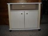 White Laminate TV Stand with Cabinet