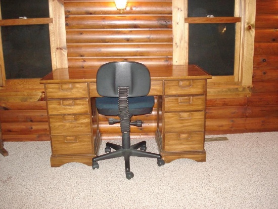 Solid Wood Desk and Office Chair