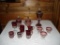 Assorted Antique Ruby Red European Crystal Glassware