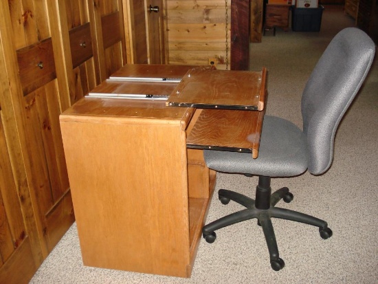 Solid Oak Computer desk with computer chair