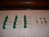 Set of 12 ceramic tabletop place holders and 6 wine glass tags with holiday charms