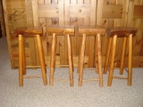 Four Solid Wood Stools