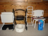 Assorted adaptive equipment - Four Wheeled Walker with Seat and Hand Brakes