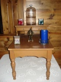 Wooden Bedside table with Assorted home decor