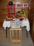 Assorted Vintage Jewelry Boxes/Gumball Machine/Wooden Side Table