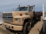 1990 FORD F800 FLATBED WINCH TRUCK