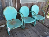 3 OLD METAL PATIO CHAIRS