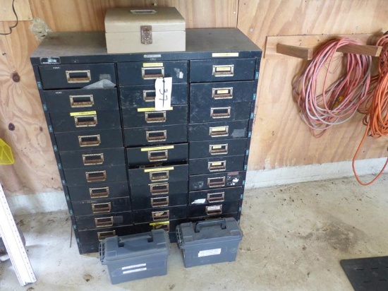 MULTI DRAW CABINET W/MISC CONTENTS &