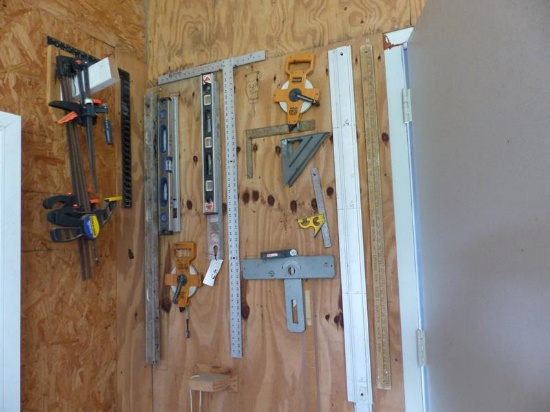 MISC LEVELS, WOOD CLAMPS, & SQUARES
