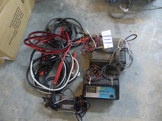 3 BATTERY CHARGERS & 3 JUMPER CABLES