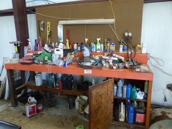 CONTENTS OF WORKBENCH, ITEMS ON PEGBOARD,