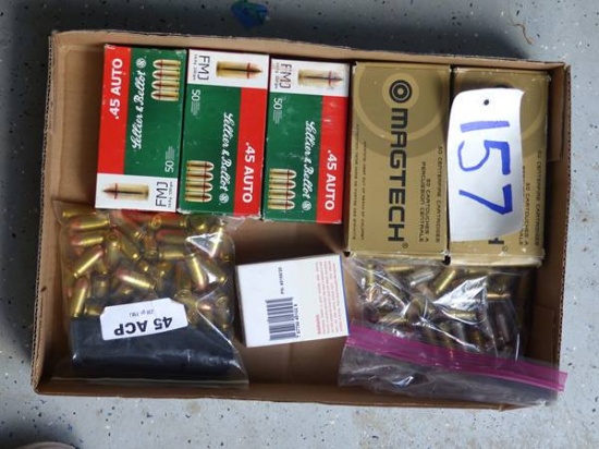 6 BOXES 45 ACP SHELLS, 2 LOOSE BAGS 45 ACP SHELLS