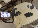 2 COWHIDE DESIGN CHAIRS & WOODEN TABLE