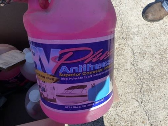 5 GALLONS RV ANTIFREEZE & MISC