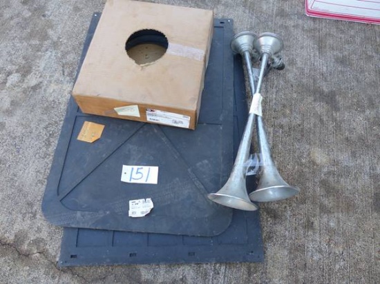 2 TRUCK MUD FLAPS 24"X36", HEATER HOSE,