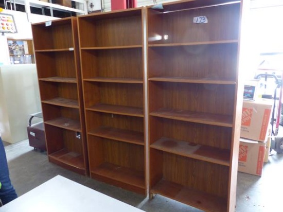 3 PARTICLE BOARD BOOK SHELVES