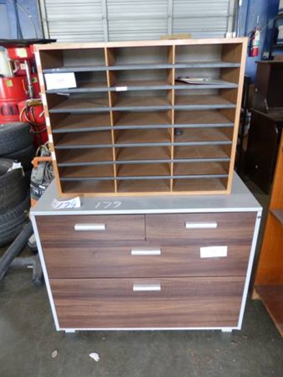 STACKING CABINET W/DRAWERS & SMALL CUBBY HOLE