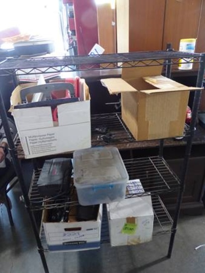 BLACK METAL SHELF, 3 SHELVES, BATTERY BACK UP,