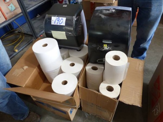 BOXES OF PAPER TOWELS ROLLS & DISPENSERS