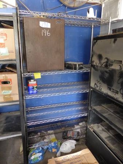 CHROME SHELF UNIT & ABSO MINI REFRIGERATOR