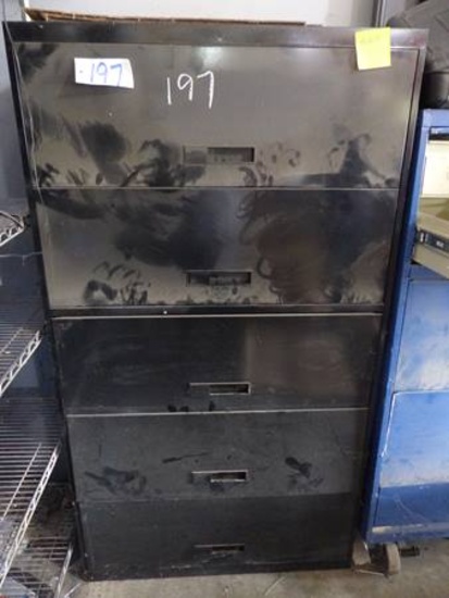 BLACK 5 DRAWER LATERAL FILE CABINET