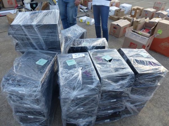 6 SETS OF PLASTIC STACKING BINS