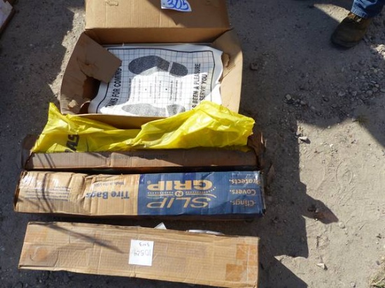 BOX OF TIRE COVERS, SEAT COVERS, PAPER FLOOR MATS