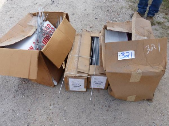 BOX OF COROPLAST SIGNS, HOLDERS