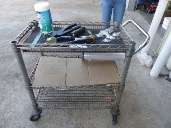 ROLLING SHOP CART W/MISCELLANEOUS
