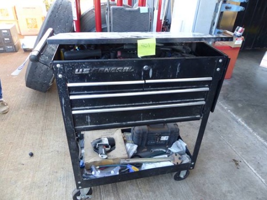 US GENERAL BLACK 4 DRAWER TOOL CHEST W/TOOLS