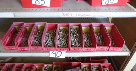 (9) BINS 3/8" GRADE 8 BOLTS- 1 1/4"-4"