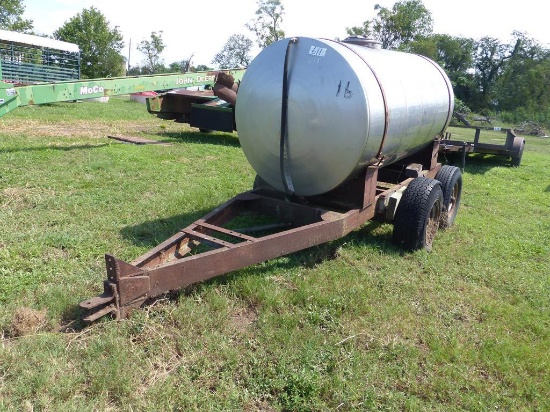 900 GALLON S/S NURSE TANK ON HOMEMADE TRAILER