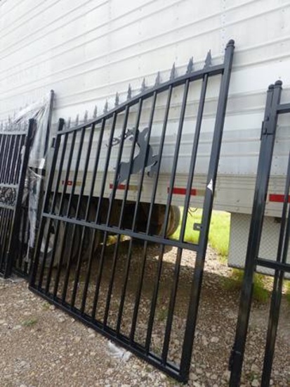14' WROUGHT IRON BI FOLDING DECORATIVE GATE W/DEER