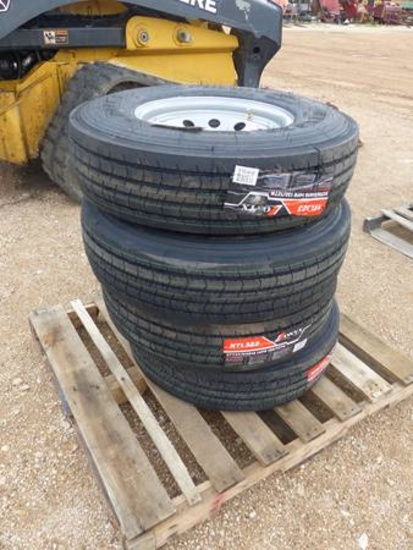 NEW 4-235 85R16 ALL STEEL RADIAL TIRES W/8 HOLE RIMS