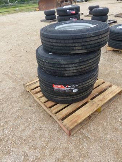 NEW 4-235 85R16 ALL STEEL RADIAL TIRES W/8 HOLE RIMS