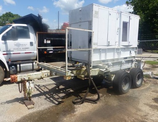 MILITARY GENERATOR ON SHOPMADE TANDEM AXLE BUMPER PULL TRAILER